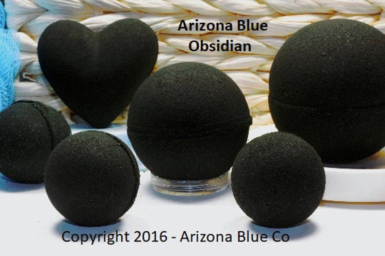 Obsidian Bath Bombs, Darker Than a Demon's Soul, Best Seller Vegan Bath Bomb, Soft Skin, Amazing Black Bathwater, From Arizona Blue image 1