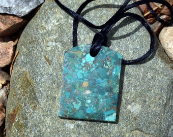 Tibetan Turquoise Tablet Pendant /Cool/goth/boho/necklace/customize yourself