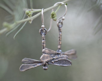 Dragonfly Earrings / Bob Burkett Design / Sterling Silver / Animal Charm / Jewelry