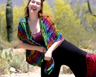 Spandex Rayon Tie Dye Halsduk – Mjuk Flerfärgad Omslagssjal