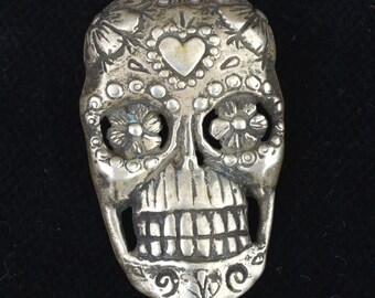 Sugar Skull Pendant by Leaanne Hartman Edwards in Sterling Silver