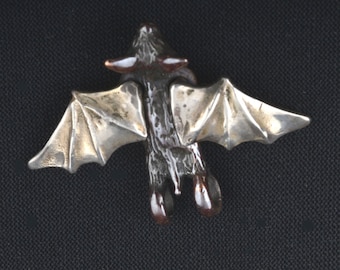 Small Bat Pendant by Leaanne Hartman in Sterling/Shibuichi