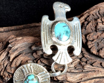 Thunderbird Pendant with Zia in Sterling Silver by Leaanne Hartman Edwards/hippie/boho/turquoise
