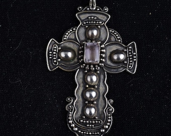Large Sterling Vintage Cross from Taxco Mexico /Tasco/Christian