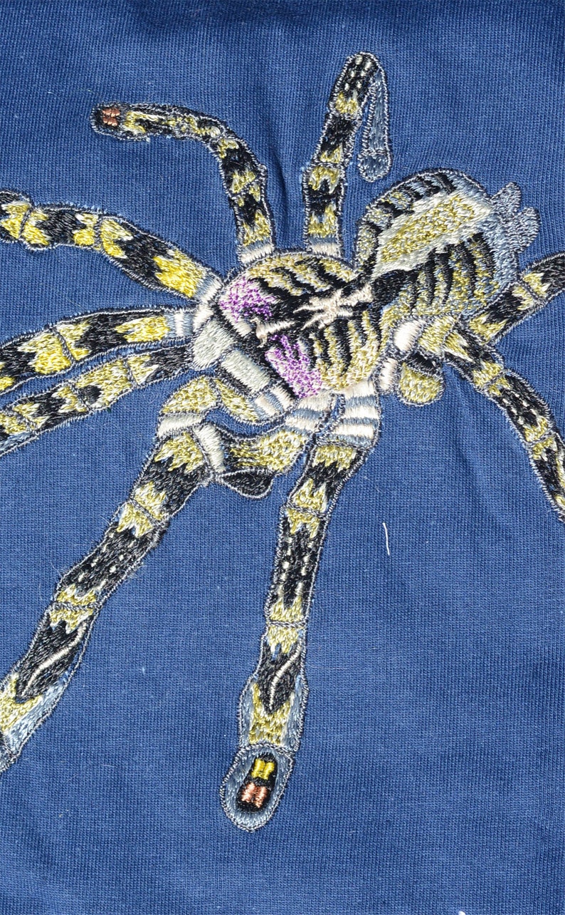 Poecilotheria Striata Embroidered T-shirts / 100% Cotton / Tarantula Clothing / Spider Art / Mysore Ornamental image 1