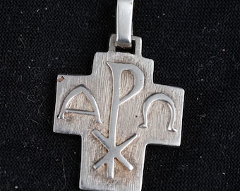Sterling Vintage Alpha-Omega-Rho Chi  Cross /Christian