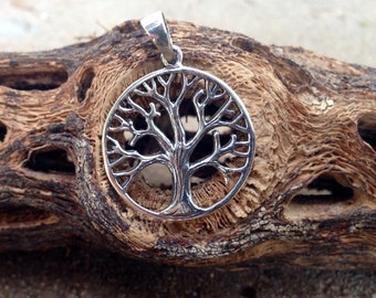 Tree of Life in Ring Pendant / Sterlong Silver / Hand Carved Tree / Yoga Jewelry / Yogi