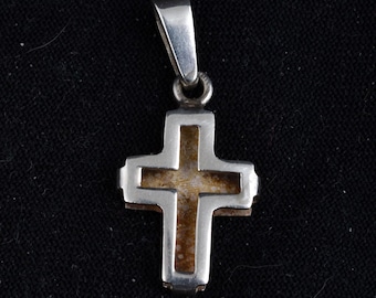 Cute Little Sterling Vintage Shadowbox Cross /Christian