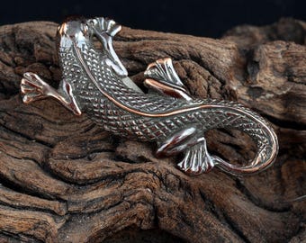 Leanne Hartman Lizard Pendant: Sterling Silver or Shibuichi, Southwest Artisan Jewelry