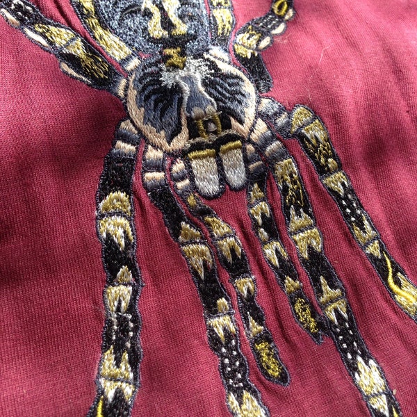 Poecilotheria Subfusca Embroidered T-shirts /  100% Cotton / Tarantula Clothing / Spider Art / Ivory Ornamental