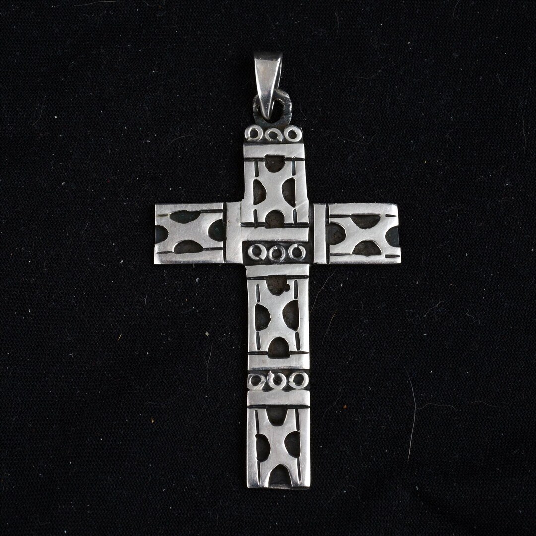 Large Sterling Vintage Cross From Taxco Mexico /tasco/christian - Etsy