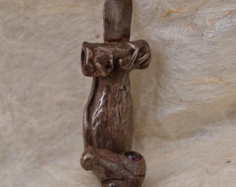 Bronze Hanging Bird Pendant/Bead by Robert Burkett / Lost Wax Casting / Hand Carved / Slide Bead / Jewelry Design / Bug / Animal Jewelry