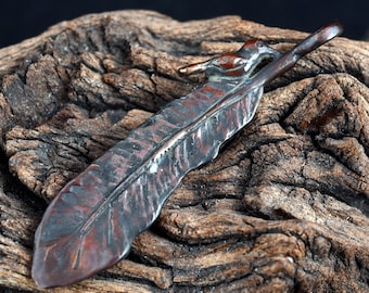 Feather Bluebird Shibuichi Pendant – Handcrafted New Mexico Jewelry