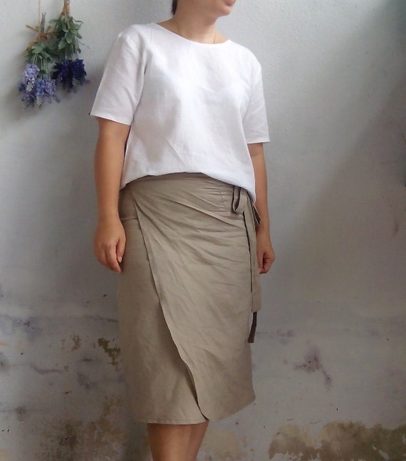midi linen wrap skirt