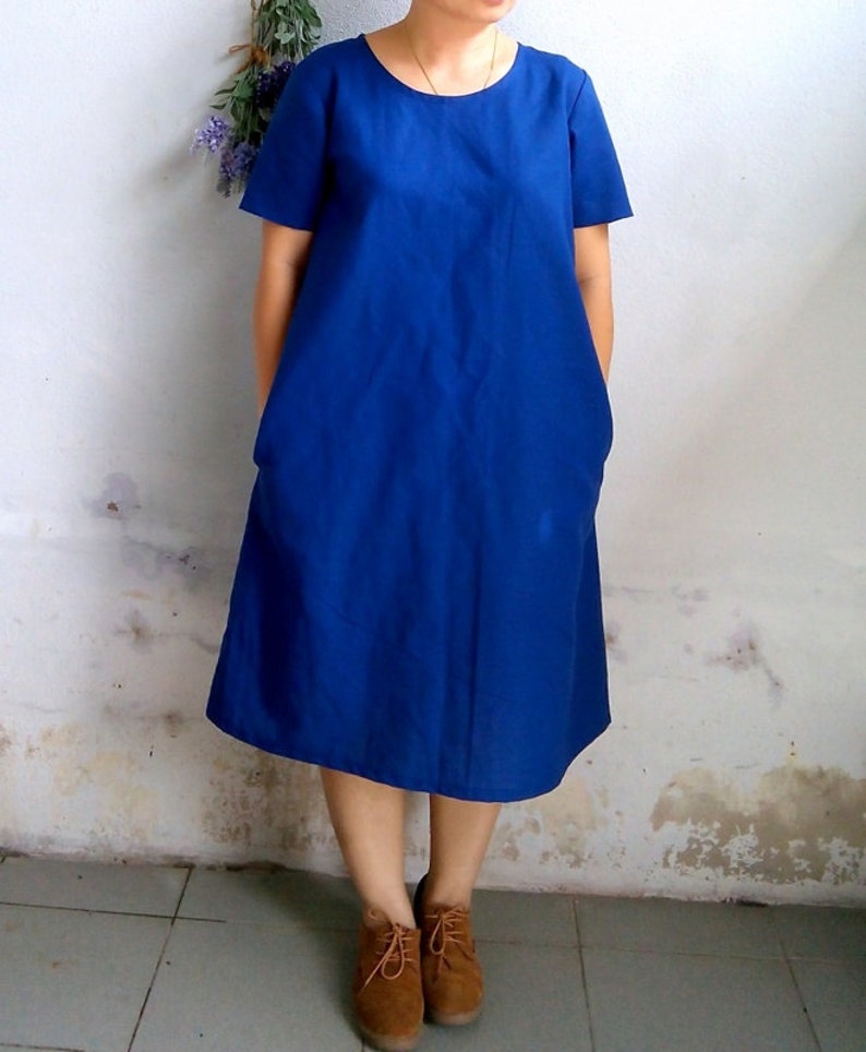 royal blue linen dress