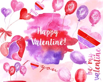 Valentine clipart. Love clipart. Red, Pink, Purple clipart, Romantic clipart.