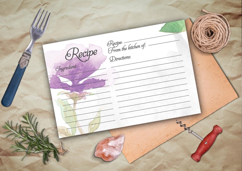 Bridal Recipe Card Printable. Instant Download Recipe Card. Etsy