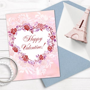 Valentine Card, Romantic Card Printable, Watercolor Love Card ...