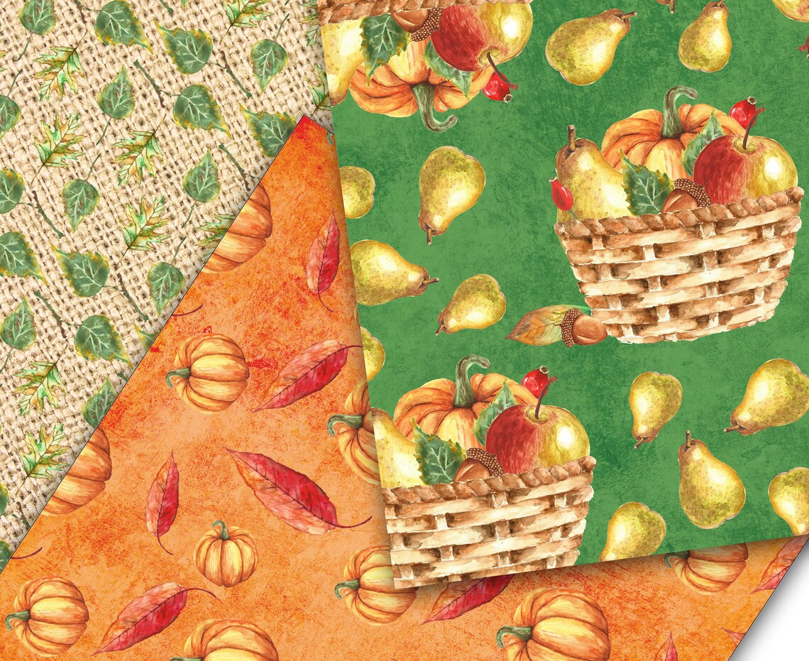 Fall Paper Pack. Autumn Digital Paper Hand Painted. Fall - Etsy