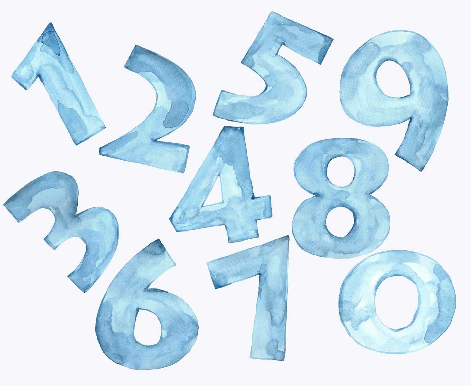 Party Clip Art, Birthday Clip Art, Watercolor Numbers, Bday Clipart