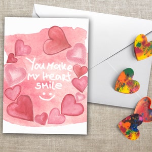 Valentine Card Red Heart, Romantic Card Printable, Watercolor Love Card ...