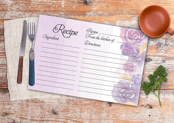 Recipe Card Bridal Printable. Instant Download Recipe Card. | Etsy