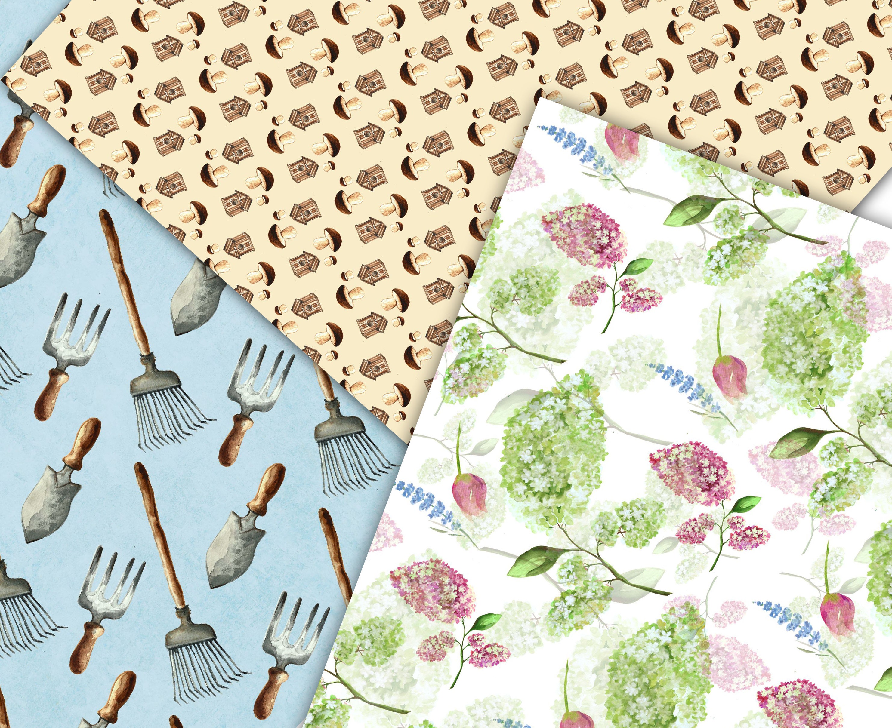 Garden Spring Paper Pack. Watercolor Paper Spring Green Blue. - Etsy