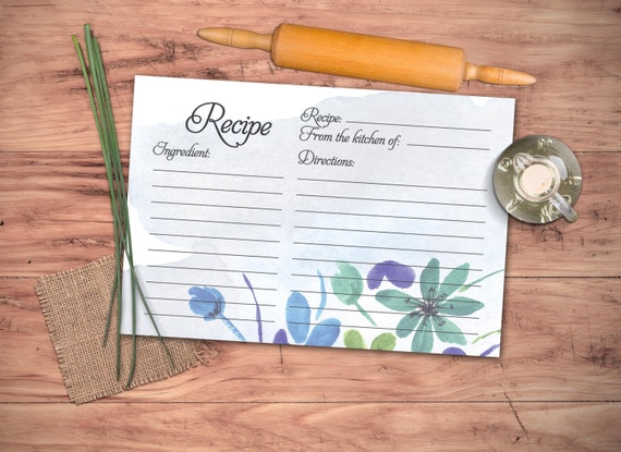 Bridal Recipe Card Printable. Instant Download Recipe Card. | Etsy