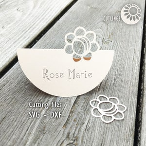 Flower place card cutting files, svg, dxf, template, cricut, silhouette cameo, die cut