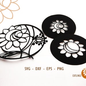 Sonnenblume Svg Schablone zum Schneiden, Cricut, Silhouette Cameo, Laser, Glasmalerei, Sonnenblume, digitaler Download, Png, Dxf, Eps