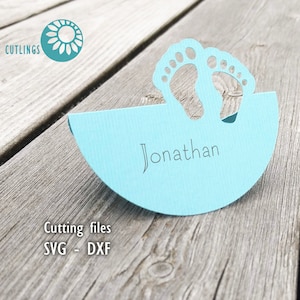 Baby voeten plaats kaart snijden bestanden, svg, dxf, sjabloon, doop, doop, baby shower, naamgeving partij, cricut, silhouet cameo
