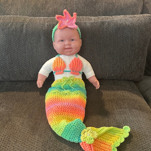 Crochet 0-3 M Baby Mermaid Tail Set, Baby Gift, Photo Prop