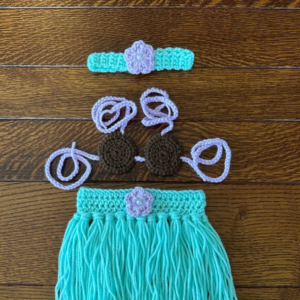 Special! Crochet NB (0-1M) Baby Hula Outfit, Baby Gift, Photo Prop, Costume