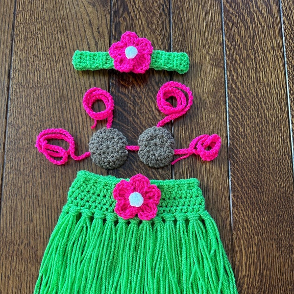 Special! Crochet NB (0 M) Baby Hula Outfit, Photo Prop, Baby Gift, Costume