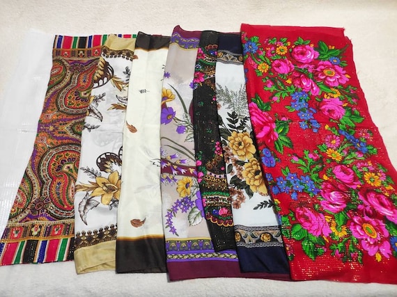 Set of 8 Russian Shawl, Woman's Shawl, Vintage Sha
