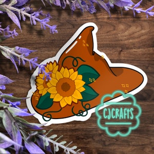Seasonal Witch Hat Stickers / Witch Aesthetic / Fall Witch / Spooky Season / Sunflower Witch / Cottage core / Handmade