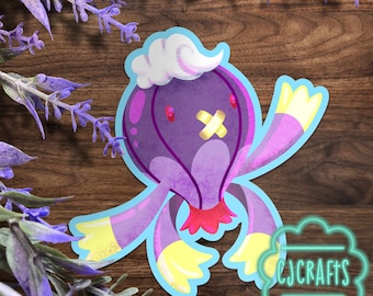 Shiny Drifblim Sticker: Waterproof Vinyl, Sparkle Laminate
