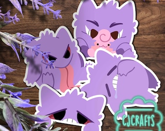 Gengar Sticker Pack: Waterproof Vinyl Decals - Ghost Type