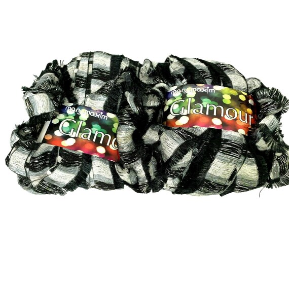 Mary Maxim Glamour Metallic Ribbon Yarn Silver Lights 3.5 Oz - Etsy