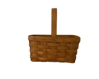 Longaberger Basket 9 X 5 Inch Rectangle 1990 Signed Stationary Handle CT4