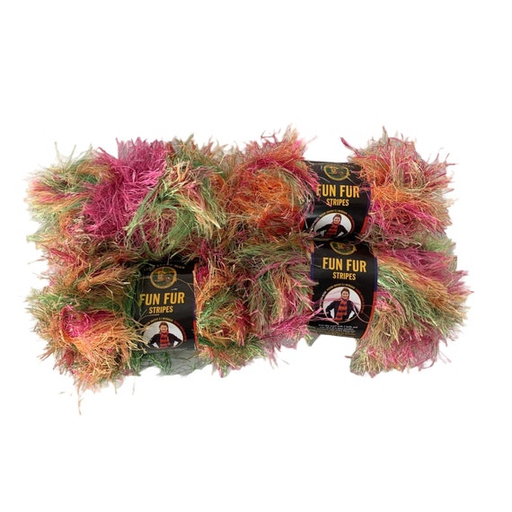 Lion Brand Yarn Fun Fur Stripes Copacabana Eyelash Yarn AT599 Lot