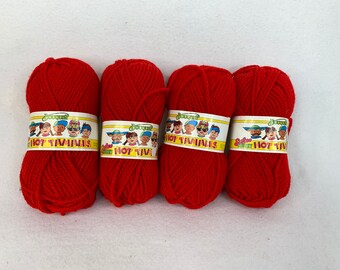 Bouquet Softee Chunky Hot Tamales Red Acrylic Yarn AT366 Lot of 4 Skeins Made in Canada  Vintage