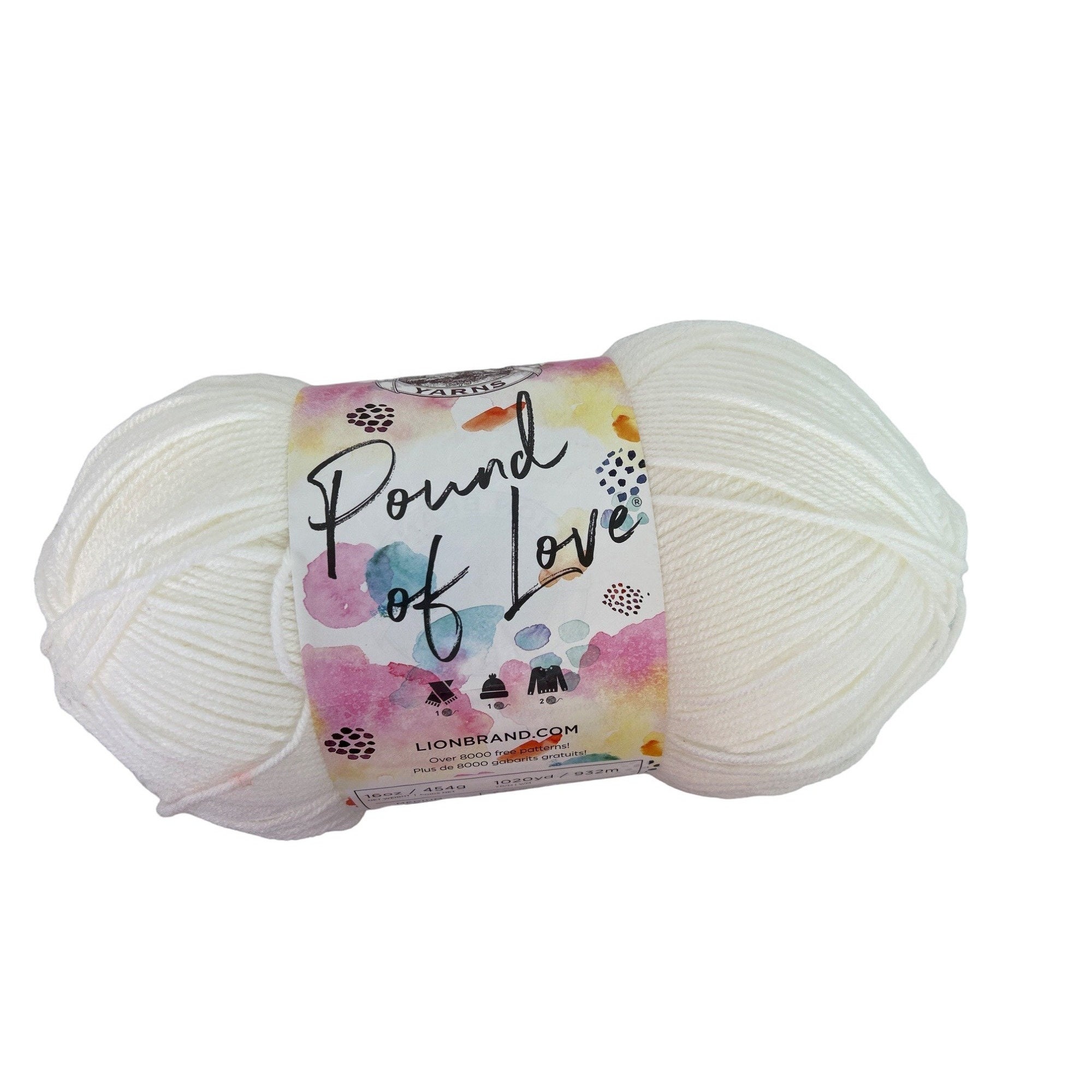 Lion Brand POUND of LOVE Partially Unraveled & Re-balled Full Skeins of  Antique White Denim Pink 