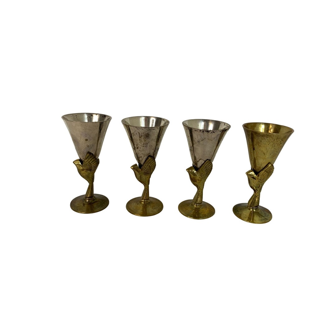 Godinger Heavy Silver Plate Brass Goblets Wine Glass Phoenix Etsy