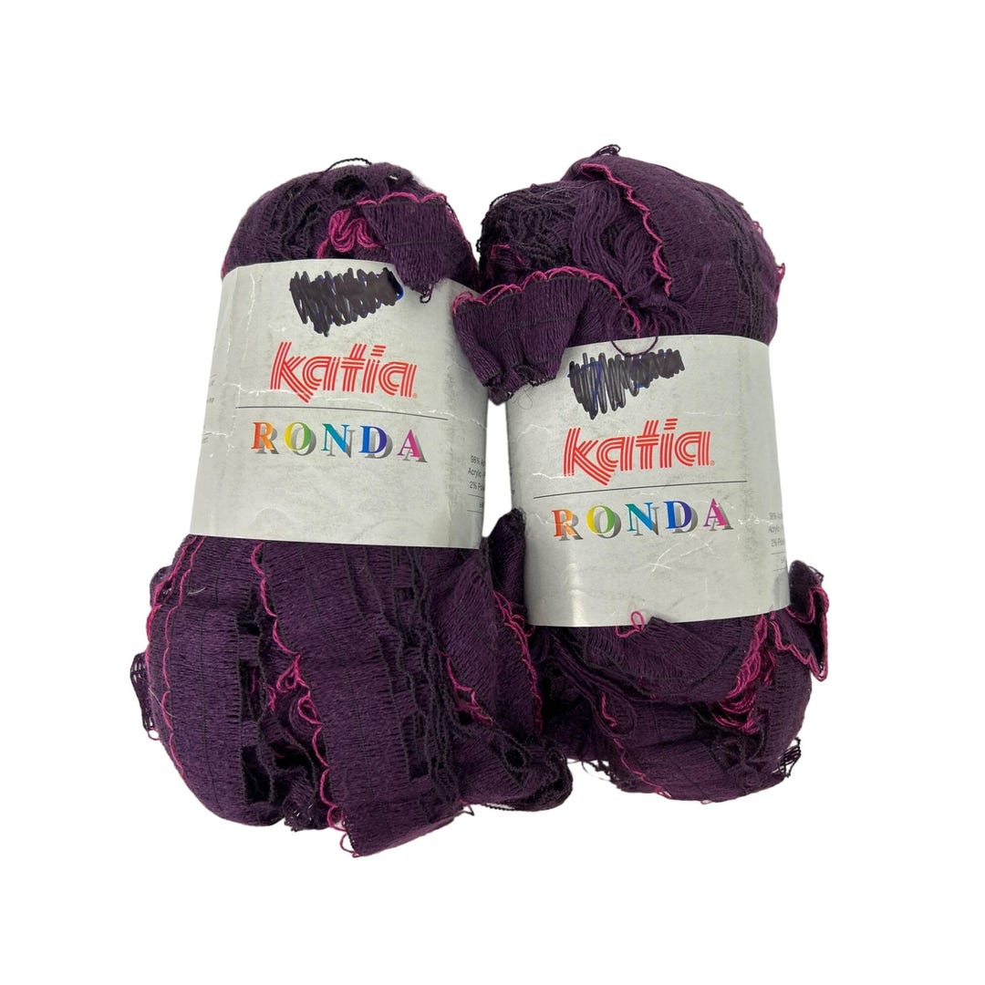 Katia Rhonda Ribbon Yarn #206 Purple With Pink Trim Spain 3.5 Oz AT745 ...