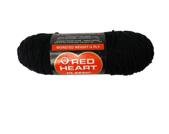 Red Heart Classic Yarn Black 100% Acrylic 3.5 oz USA AT147