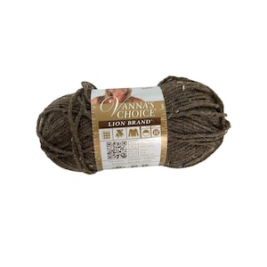 Lion Brand Vannas Choice Yarn Barley Brown 3 oz Acrylic Rayon Blend AT774