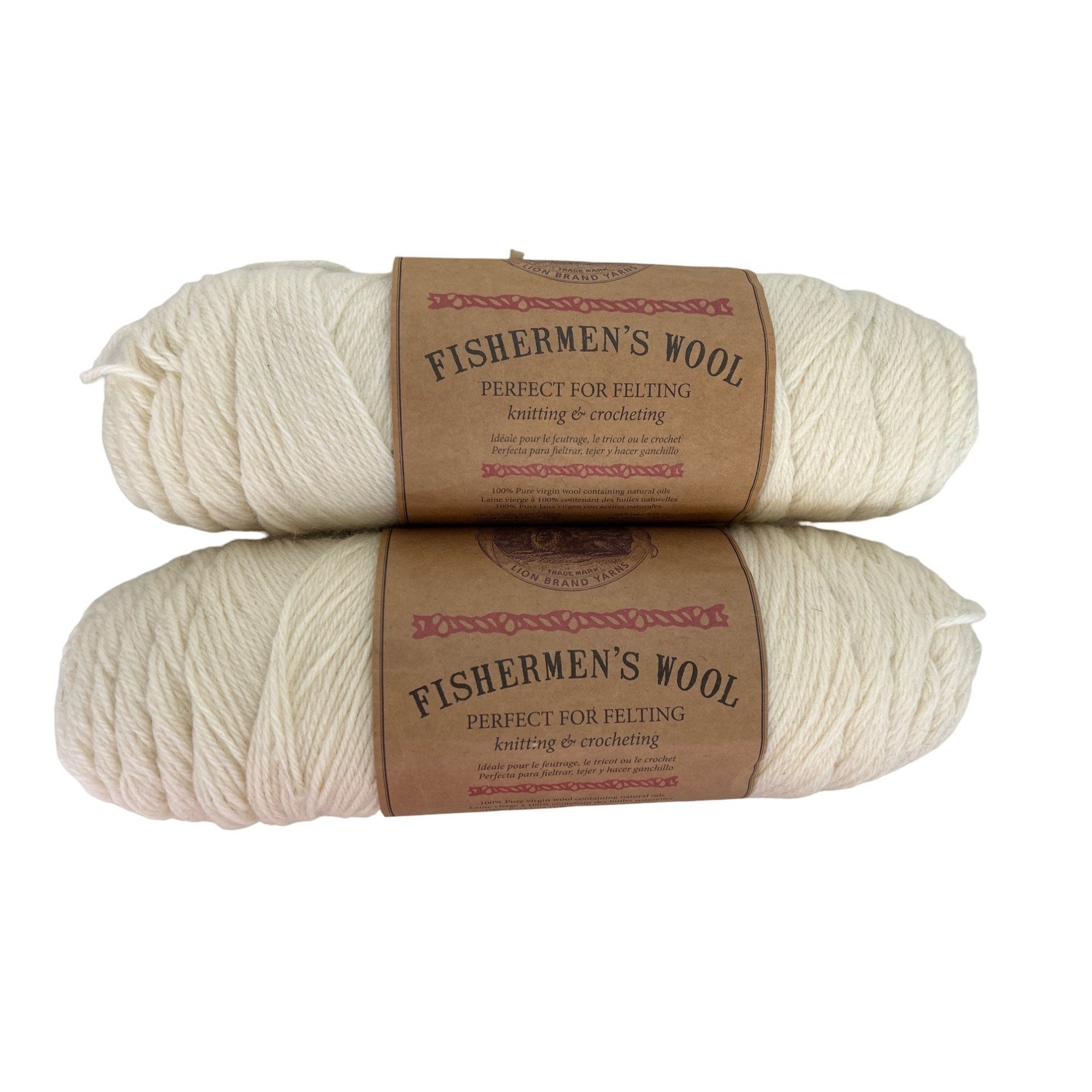 Lion Brand Fisherman's 100% Virgin Wool Yarn Natural 8 Oz AT659