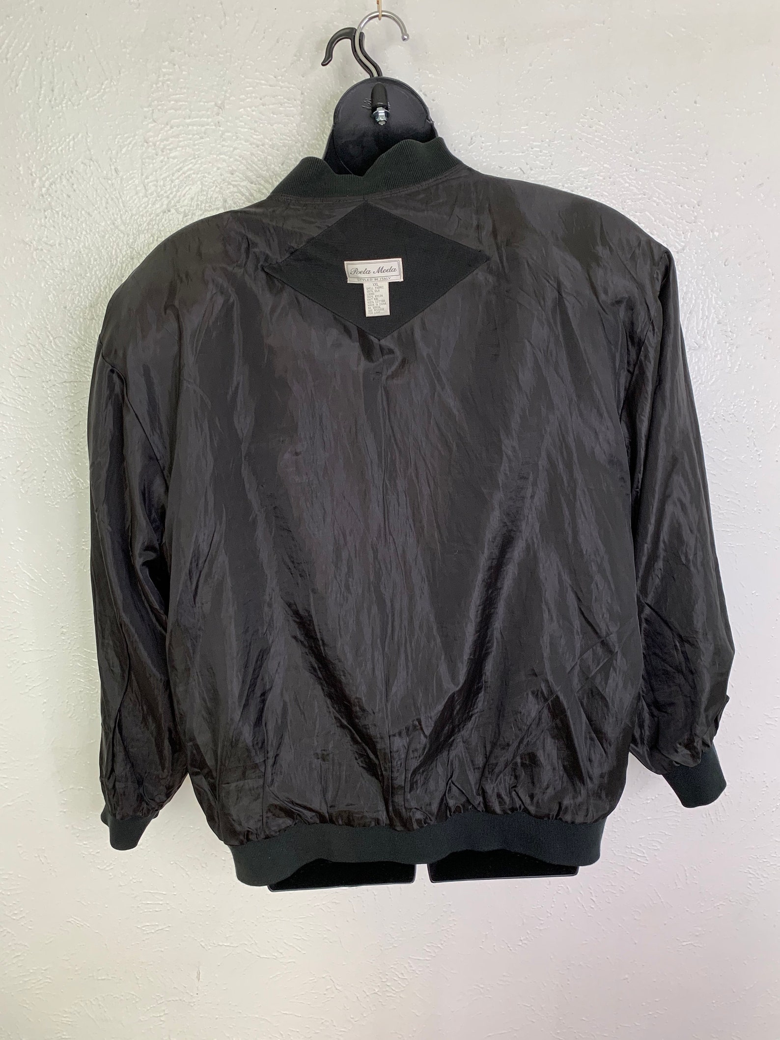 Poeta Moda Men's Size XXL Black Silk Jacket Full Zipper Etsy