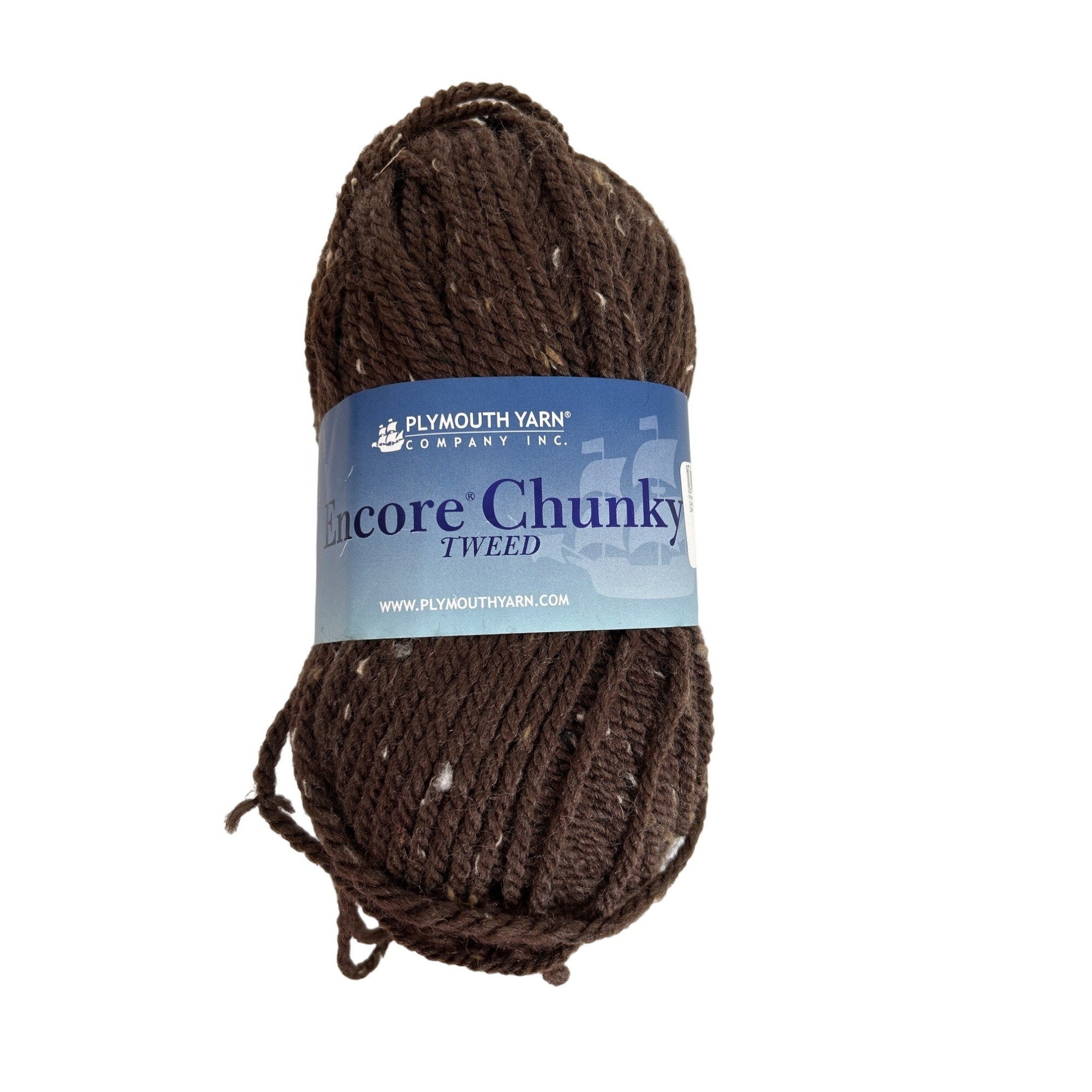 Plymouth Yarn Encore Chunky Tweed Acrylic Wool Blend T599 Brown 100g AT655